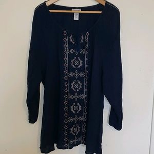 Catherines navy long sleeve 4x blouse